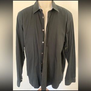 TED BAKER Mens Dressy Shirt Black Button Down Pattern Neck Long Sleeve Sz 7 XXL